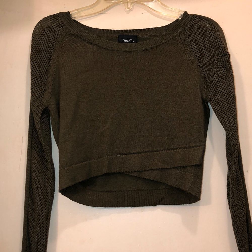 Olive Green Long Sleeve crop top